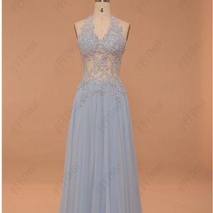 *PROM DRESS* Light blue halter handmade dress~~NEW